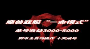 魔兽亚服一命模式，10天成号-单号3千-5千，脚本全自动操作，保姆级教学【揭秘】-逐浪前行