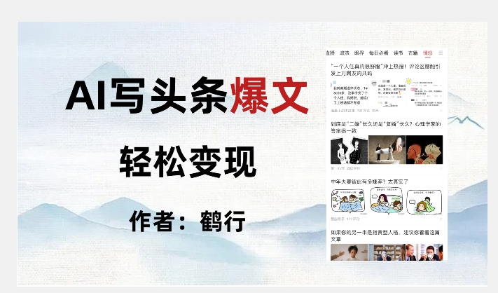 暴力拆解AI写头条爆文，轻松日入500+-逐浪前行