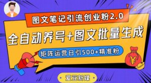 爱豆新媒:全自动养号+图文批量生成,日引500+创业粉(抖音小红书图文笔记2.0)-逐浪前行