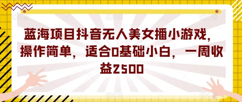 蓝海项目抖音无人美女播小游戏，操作简单，适合0基础小白，一周收益2500【揭秘】-逐浪前行