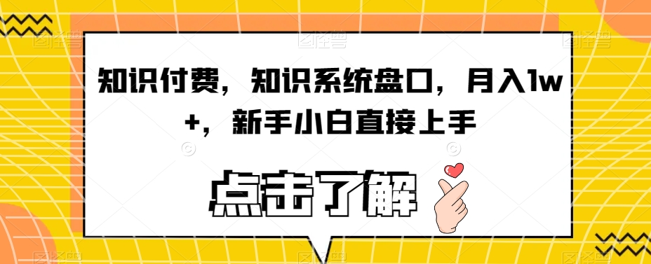 知识付费，知识系统盘口，月入1w+，新手小白直接上手-逐浪前行