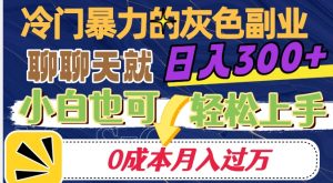 冷门暴利的副业项目,聊聊天就能日入300+,0成本月入过万【揭秘】-逐浪前行