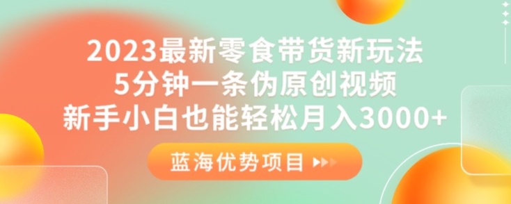 2023最新零食带货新玩法，5分钟一条伪原创视频，新手小白也能轻松月入3000+【揭秘】-逐浪前行