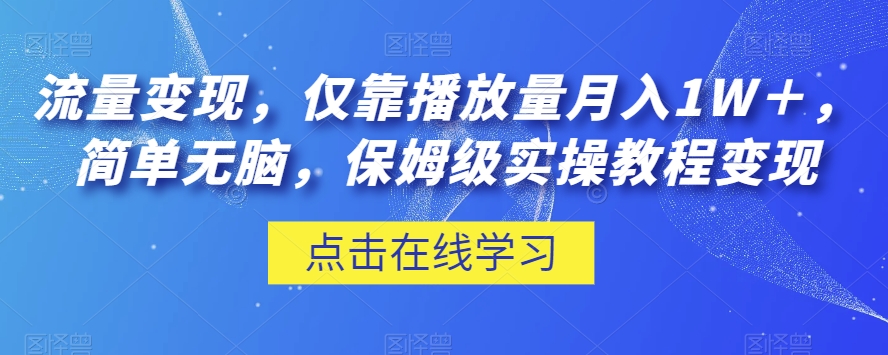 流量变现，仅靠播放量月入1W＋，简单无脑，保姆级实操教程【揭秘】-逐浪前行