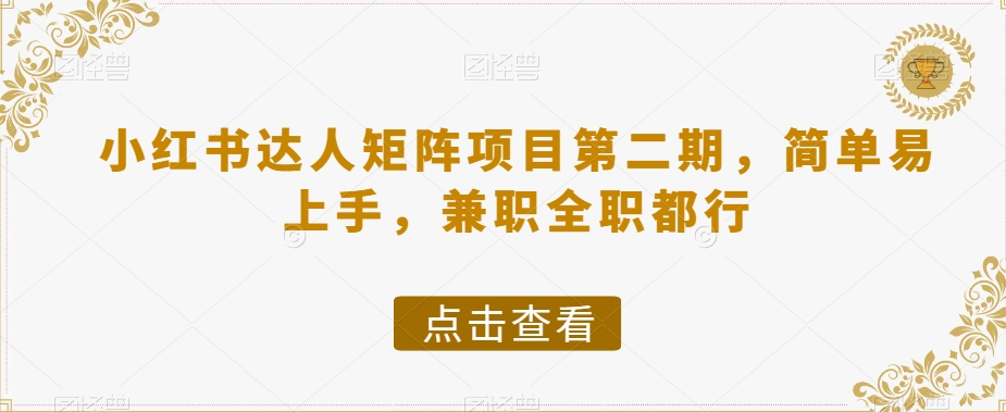 小红书达人矩阵项目第二期，简单易上手，兼职全职都行-逐浪前行