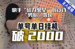 【日入破2000】快手无人直播不进人?“磁力聚星”没收益?不会卡屏、卡同城流量?最新课程会通通解决!-逐浪前行