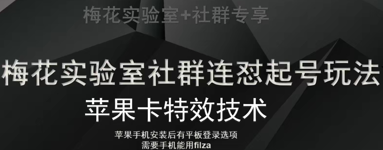 梅花实验室社群视频号连怼起号玩法，最新苹果卡特效技术-逐浪前行