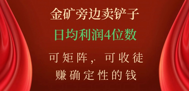 金矿旁边卖铲子，赚确定性的钱，可矩阵，可收徒，日均利润4位数【揭秘】-逐浪前行