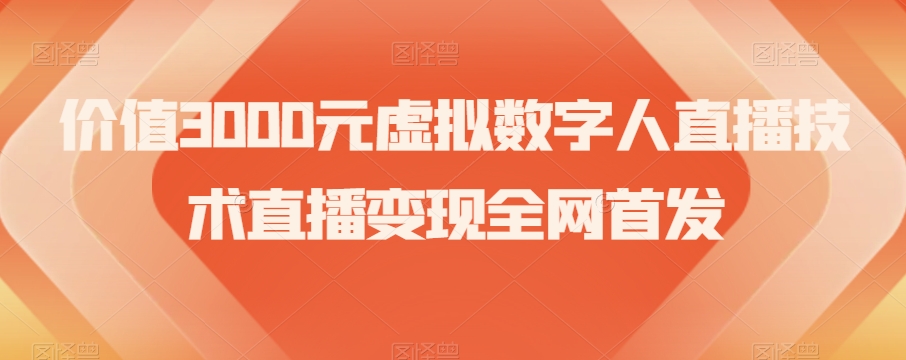 价值3000元虚拟数字人直播技术直播变现全网首发【揭秘】-逐浪前行