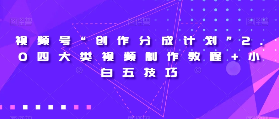 视频号“创作分成计划”2.0四大类视频制作教程+小白五技巧【揭秘】-逐浪前行