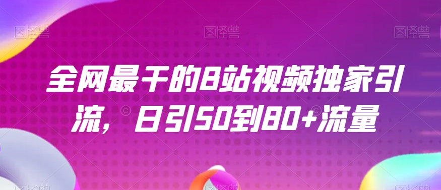 全网最干的B站视频独家引流，日引50到80+流量【揭秘】-逐浪前行