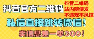 价值3000的技术!抖音二维码直跳微信!站内无限发不违规!-逐浪前行
