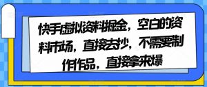 快手虚拟资料掘金，空白的资料市场，直接去抄，不需要制作作品，直接拿来爆-逐浪前行