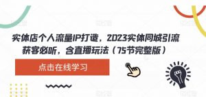 实体店个人流量IP打造,2023实体同城引流获客必听,含直播玩法(75节完整版)-逐浪前行