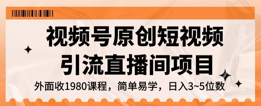 视频号原创短视频引流直播间项目，日入3~5五位数【揭秘】-逐浪前行