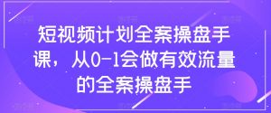 短视频计划全案操盘手课,从0-1会做有效流量的全案操盘手-逐浪前行