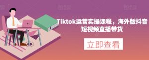 Tiktok运营实操课程，海外版抖音短视频直播带货-逐浪前行