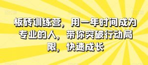 板砖训练营,用一年时间成为专业的人,带你突破行动局限,快速成长-逐浪前行