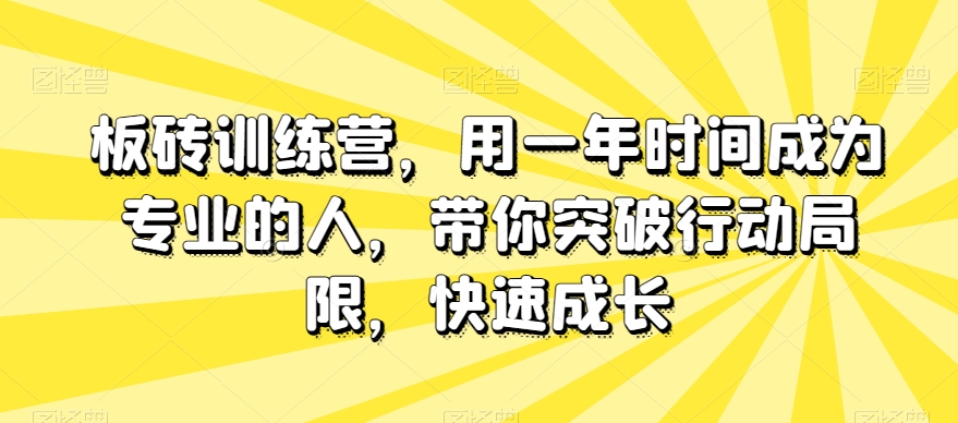 板砖训练营，用一年时间成为专业的人，带你突破行动局限，快速成长-逐浪前行