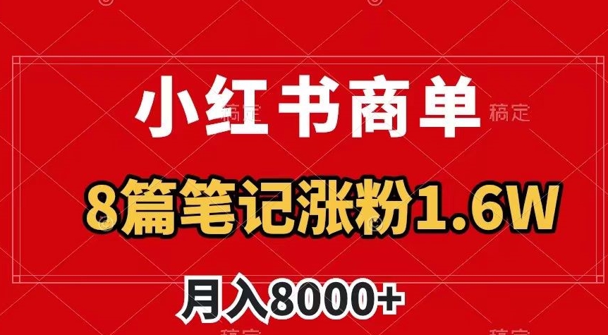 小红书商单最新玩法，8篇笔记涨粉1.6w，作品制作简单，月入8000+【揭秘】-逐浪前行