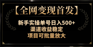 【全网变现首发】新手实操单号日入500+,渠道收益稳定,项目可批量放大【揭秘】-逐浪前行