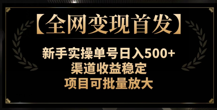 【全网变现首发】新手实操单号日入500+，渠道收益稳定，项目可批量放大【揭秘】-逐浪前行