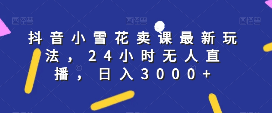 抖音小雪花卖课最新玩法，24小时无人直播，日入3000+【揭秘】-逐浪前行