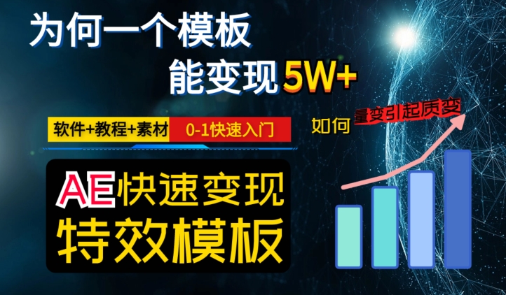 AE视频特效模板变现月入3-5W，0-1快速入门，软件+教程+素材-逐浪前行