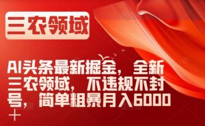 AI头条最新掘金，全新三农领域，不违规不封号，简单粗暴月入6000＋【揭秘】-逐浪前行