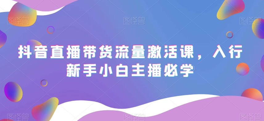 抖音直播带货流量激活课，入行新手小白主播必学-逐浪前行
