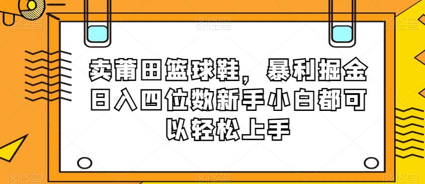 卖莆田篮球鞋，暴利掘金日入四位数新手小白都可以轻松上手【揭秘】-逐浪前行