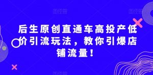 后生原创直通车高投产低价引流玩法,教你引爆店铺流量!-逐浪前行