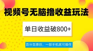 视频号无脑撸收益玩法，单日收益破800+，百分百原创，一部手机就可操作【揭秘】-逐浪前行