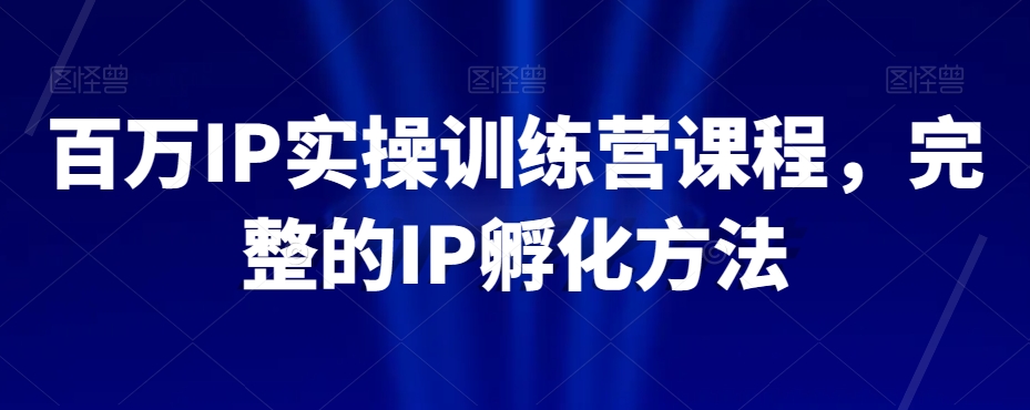 百万IP实操训练营课程，完整的IP孵化方法-逐浪前行