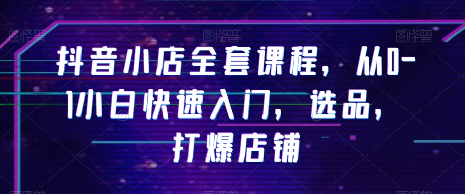抖音小店全套课程，从0-1小白快速入门，选品，打爆店铺-逐浪前行