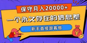 一个永久存在的信息差,保守月入20000+,新手直接跟着做【揭秘】-逐浪前行