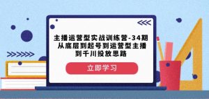 主播运营型实战训练营-第34期从底层到起号到运营型主播到千川投放思路-逐浪前行
