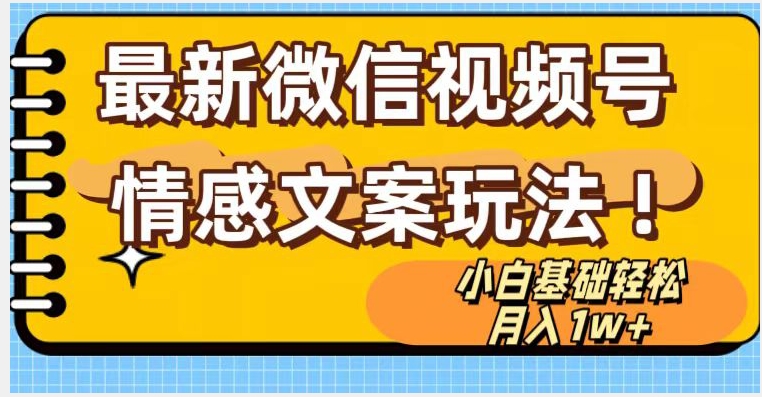 微信视频号情感文案最新玩法，小白轻松月入1万+无脑搬运【揭秘】-逐浪前行