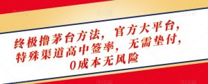 终极撸茅台方法,官方大平台,特殊渠道高中签率,无需垫付,0成本无风险【揭秘】-逐浪前行