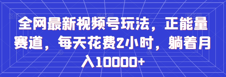 全网最新视频号玩法，正能量赛道，每天花费2小时，躺着月入10000+【揭秘】-逐浪前行