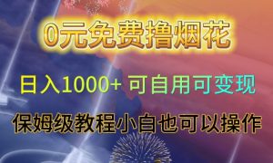 0元免费撸烟花日入1000+可自用可变现保姆级教程小白也可以操作【仅揭秘】-逐浪前行
