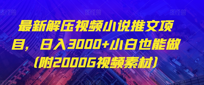 最新解压视频小说推文项目，日入3000+小白也能做（附2000G视频素材）【揭秘】-逐浪前行