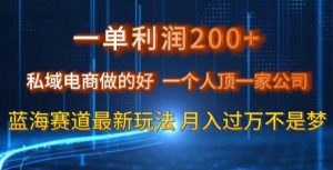 一单利润200私域电商做的好,一个人顶一家公司蓝海赛道最新玩法【揭秘】-逐浪前行