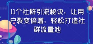 11个社群引流秘诀,让用户裂变倍增,轻松打造社群流量池-逐浪前行