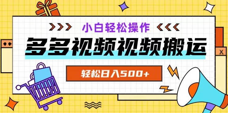 多多视频项目新手小白操作，轻松日入500+【揭秘】-逐浪前行