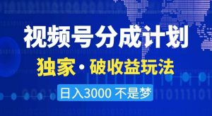 视频号分成计划,独家·破收益玩法,日入3000不是梦【揭秘】-逐浪前行