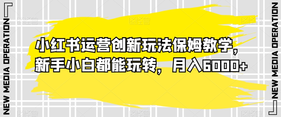 小红书运营创新玩法保姆教学，新手小白都能玩转，月入6000+【揭秘】-逐浪前行