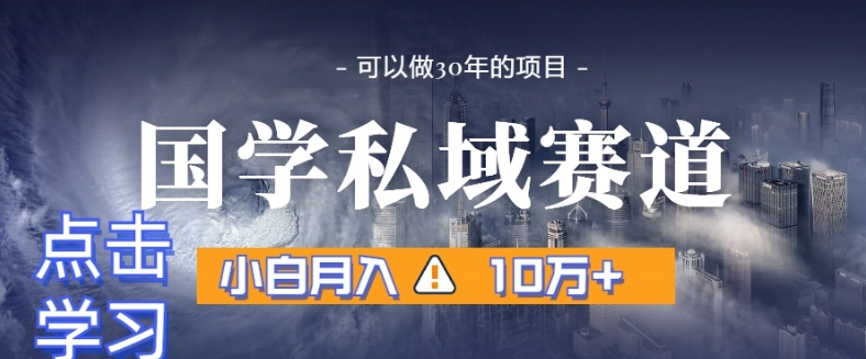 暴力国学私域赛道，小白月入10万+，引流+转化完整流程【揭秘】-逐浪前行