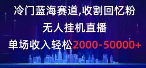 冷门蓝海赛道,收割回忆粉,无人挂机直播,单场收入轻松2000-5w+【揭秘】-逐浪前行