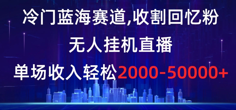 冷门蓝海赛道，收割回忆粉，无人挂机直播，单场收入轻松2000-5w+【揭秘】-逐浪前行